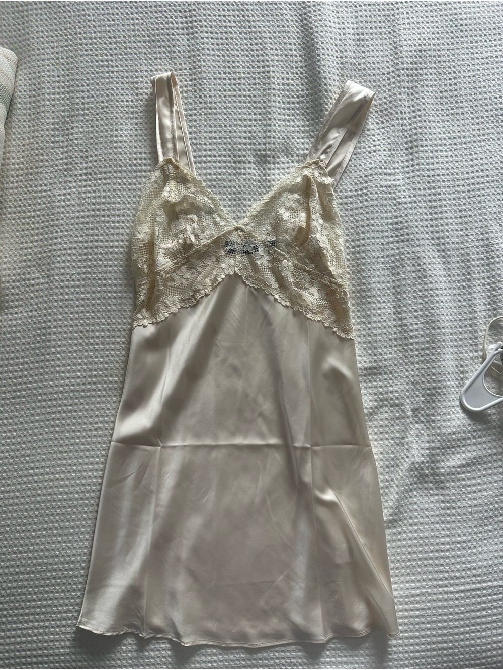 Lioness Silky Lace-Trim Slip Dress in Cream